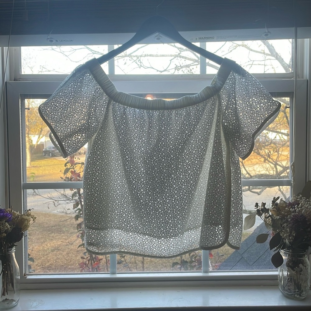 NWT!!Rag & Bone medium white cropped off the shoulder blouse